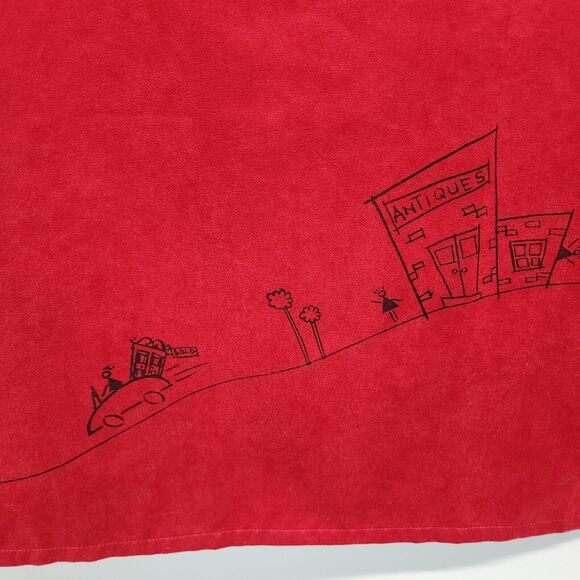 Vintage David Dart Maxi Dress Size 1X Red Shopping Thrifting Theme 90s Teacher - Picture 7 of 12